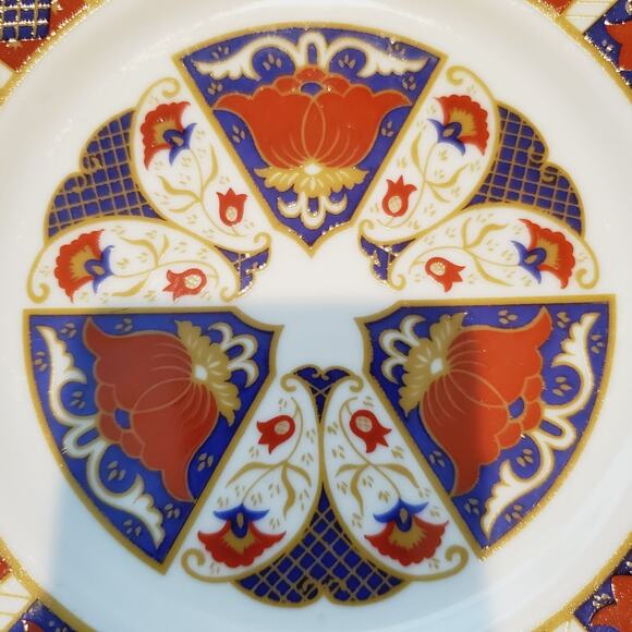 Vintage Seymour Mann Derbyshire Plates Set of Two Imari Porcelain MCM Orange - Picture 3 of 5